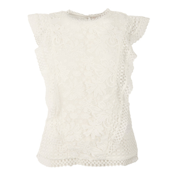 Ted Baker Womens White Zania Ruffle Mixed Lace Top #1