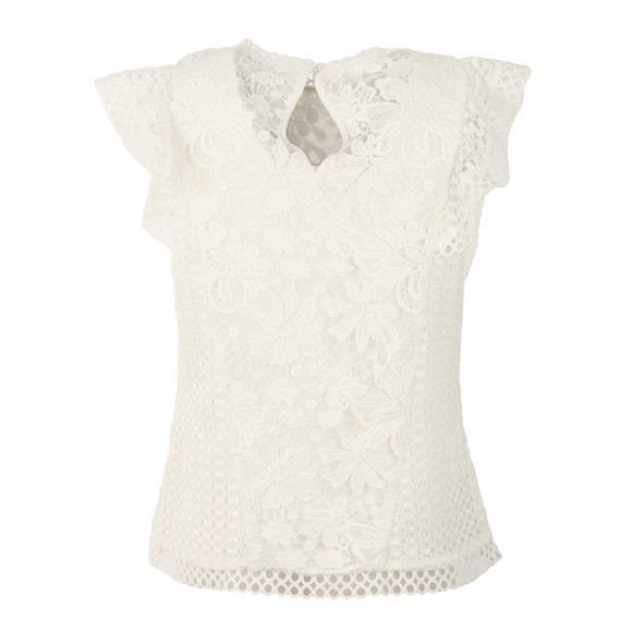 Ted Baker Womens White Zania Ruffle Mixed Lace Top #2