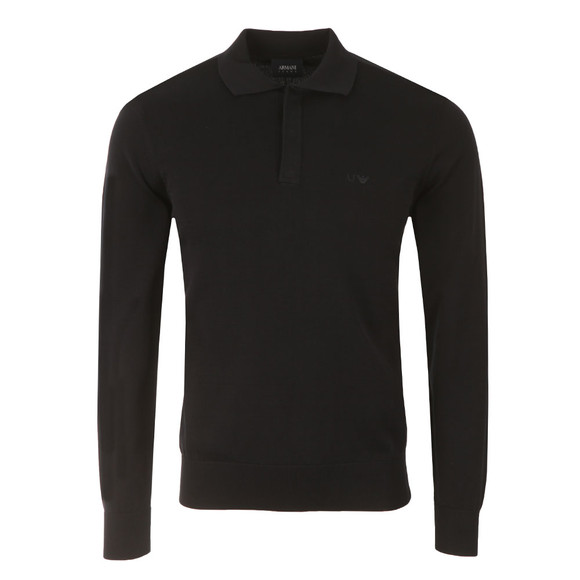 Armani Jeans Mens Blue Knitted Long Sleeve Polo Shirt #1