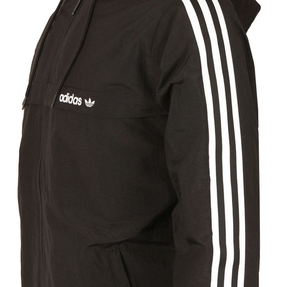 adidas Originals Mens Black 3 Striped Windbreaker #2