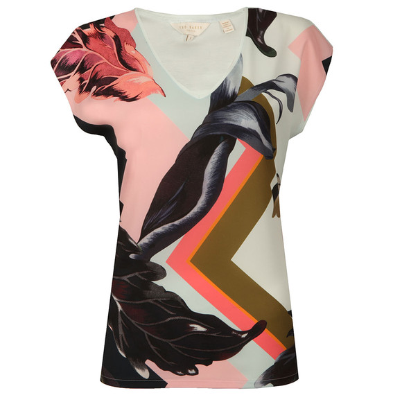 Ted Baker Womens Blue Erma Eden V Neck Tee #1