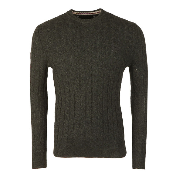 Superdry Mens Green Harlo Cable Crew Jumper main image