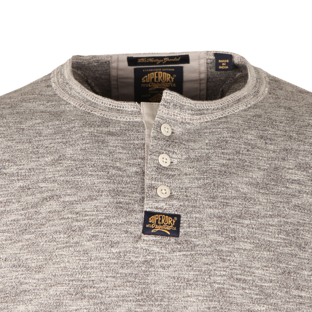 T-shirt Manches Longues Superdry Classic Essential - Col Ras Du Cou Boutonné - 100% Coton Bio - Coupe Décontractée