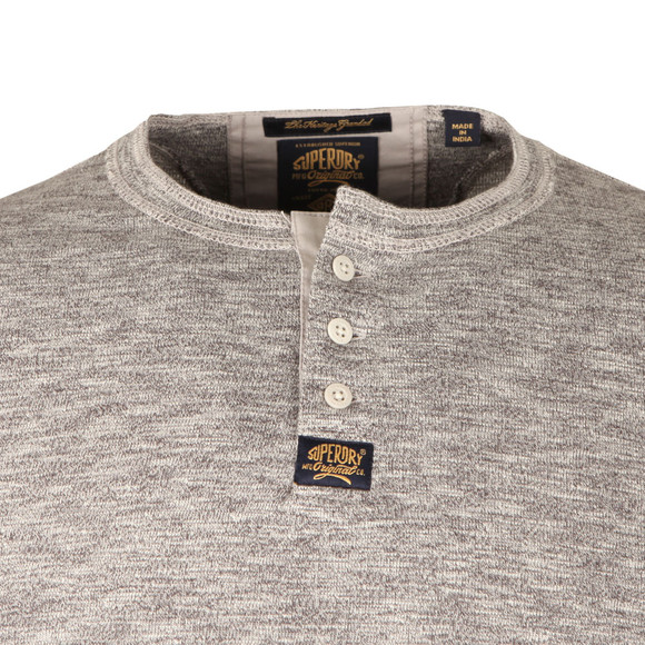 Superdry Mens Grey Heritage LS Grandad T-Shirt main image