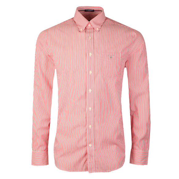 Gant Mens Red Poplin Bankers Stripe Shirt main image