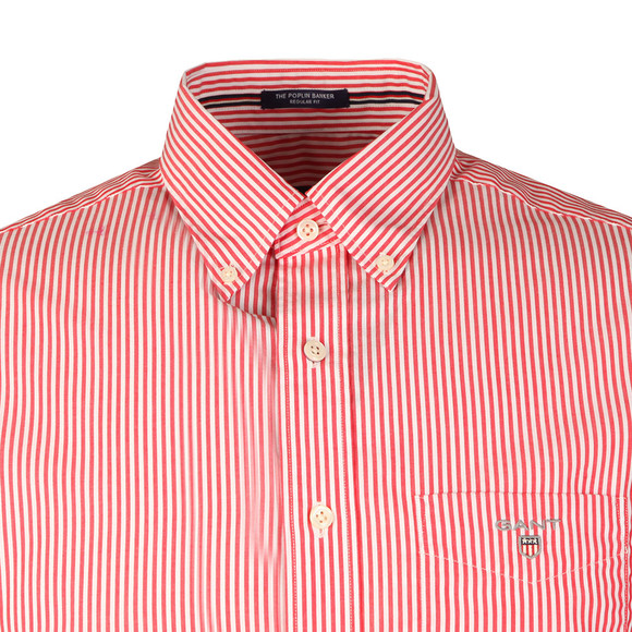 Gant Mens Red Poplin Bankers Stripe Shirt main image