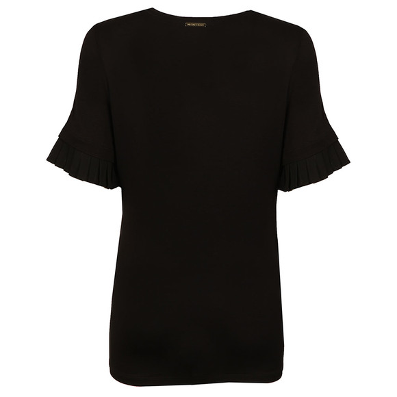 Michael Kors Womens Black Woven Pleated Sleeve T Shirt main image