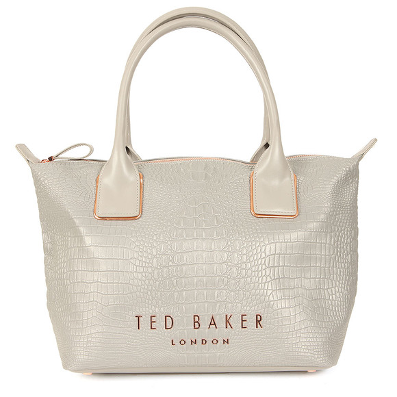 Ted Baker Womens Grey Remus Exotic Small Reflective Tote Bag main image