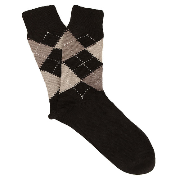 Pretty Green Mens Black Argyle Socks main image