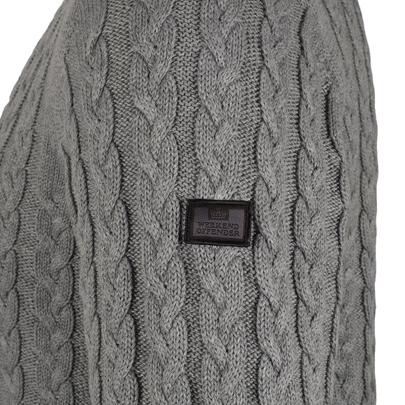 Weekend Offender Mens Grey Woods Cable Knit Jumper main image