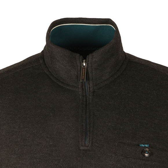 Ted Baker Mens Grey LS Half Zip Funnel Neck Jumper main image