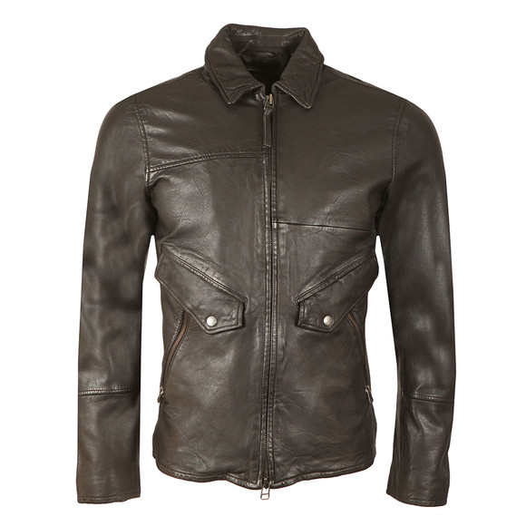 Pretty Green Mens Black Jennets Leather Jacket main image