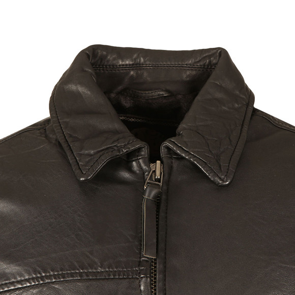 Pretty Green Mens Black Jennets Leather Jacket main image
