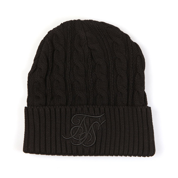 Sik Silk Mens Black Cable Knit Beanie main image