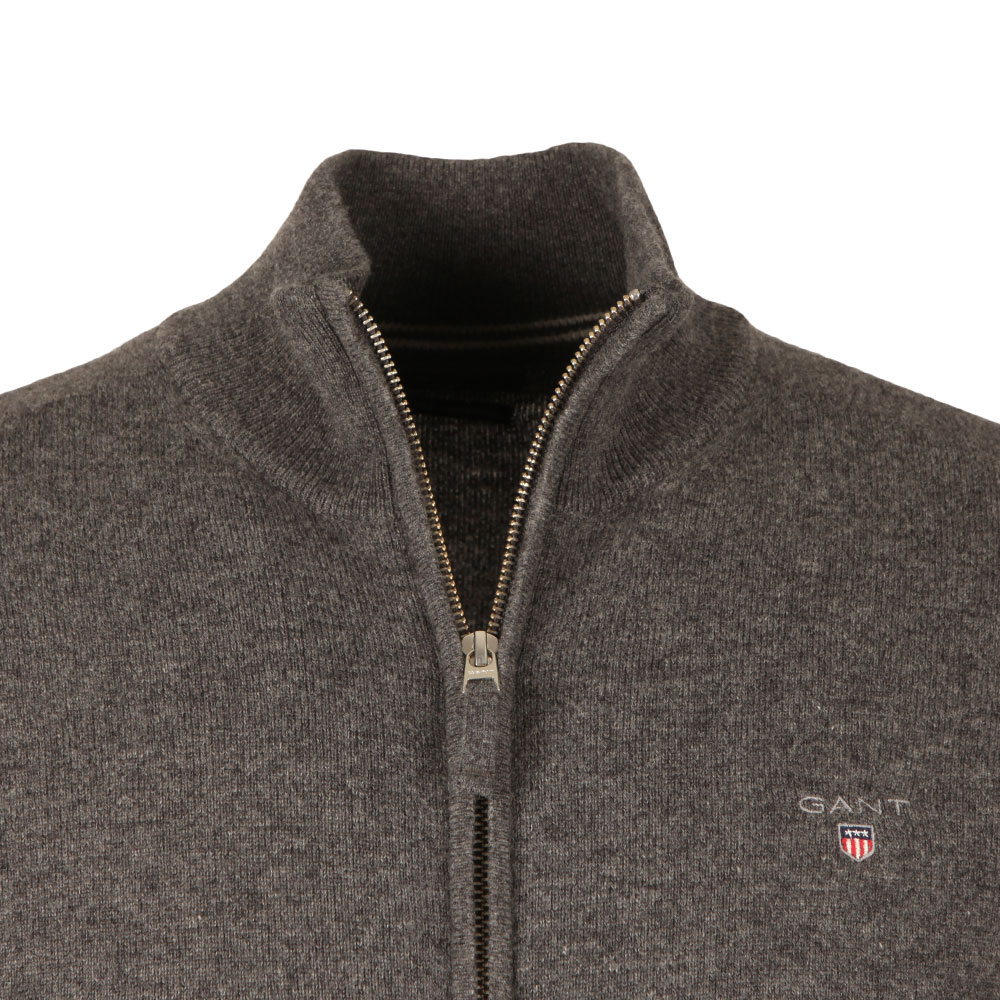 GANT Extrafine Lambswool Zip Cardigan, Stone Blue Melange, XXXL