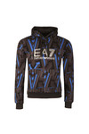 EA7 Emporio Armani Mens Blue All Over Print Overhead Hoody