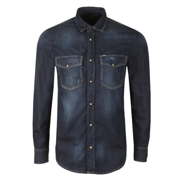 Diesel Mens Blue D-Rooke Denim Shirt #1