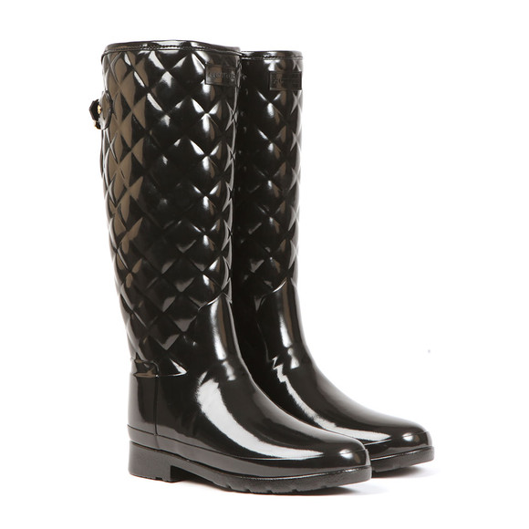 Hunter Womens Black Refined Gloss Quilt Tall Boot main image