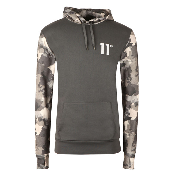 Eleven Degrees Mens Grey Printed Pull Over Hoodie  main image