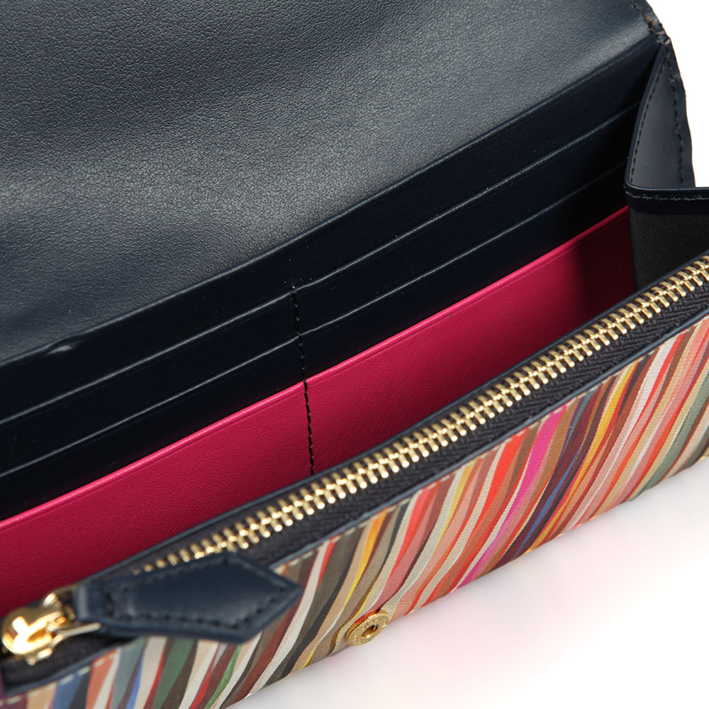 Paul Smith Crossover Stripe Print Leather Tri Fold Purse Oxygen