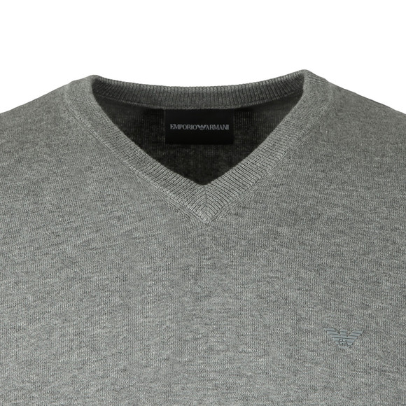 Emporio Armani Mens Grey Small Logo V Neck Jumper #2
