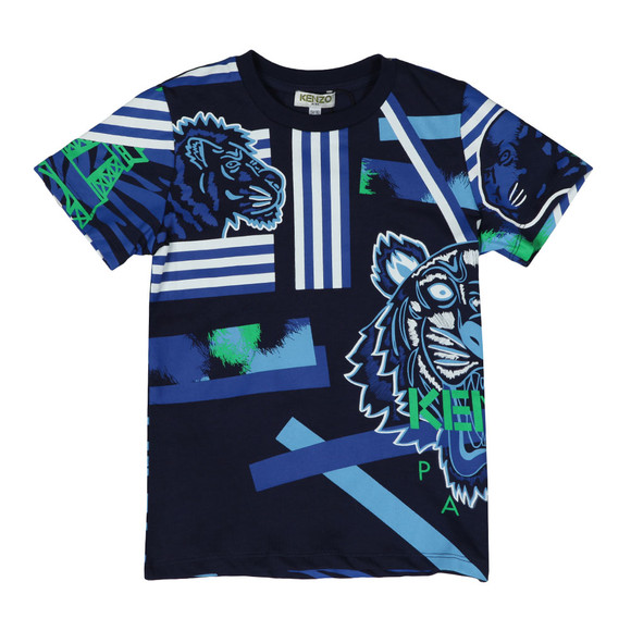 Kenzo Kids Boys Blue Tiger & Friends T Shirt main image