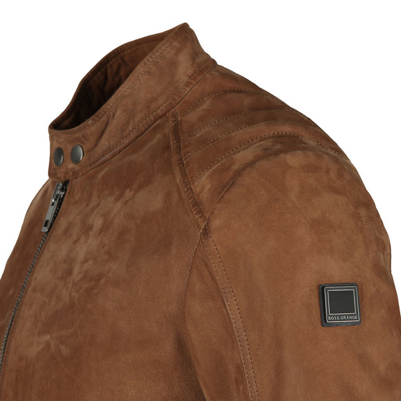 BOSS Mens Brown Casual Jondrix Leather Jacket main image