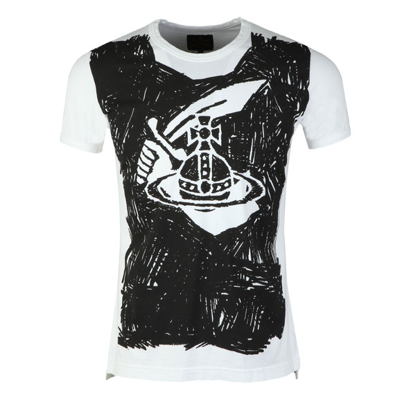 Vivienne Westwood Anglomania Mens White Classic Scribble Arm & Cutlass Tee main image