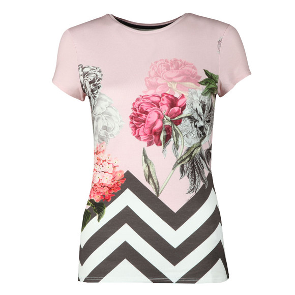 Ted Baker Womens Pink Eeidan Palace Gardens Fitted Tee #1