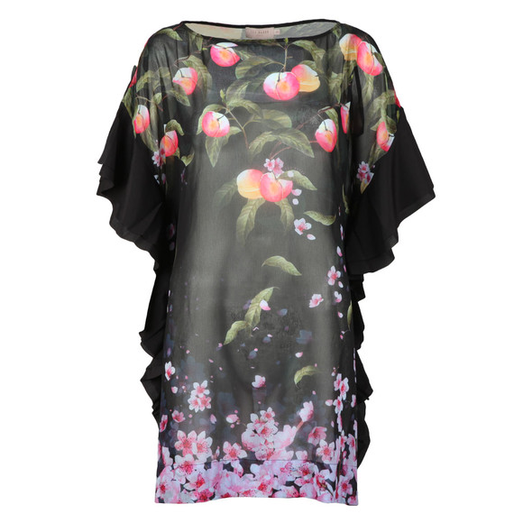 Ted Baker Womens Black Twisela Peach Blossom Square Cover Up main image