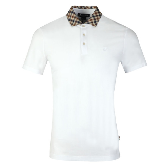 Aquascutum Mens White Coniston Club Check Collar Polo Shirt main image