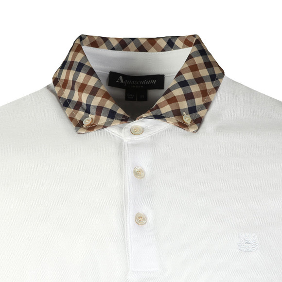 Aquascutum Mens White Coniston Club Check Collar Polo Shirt main image