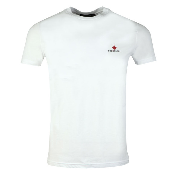 Dsquared² Mens White Leaf Logo T Shirt #1