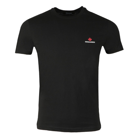【送料&関税込】Dsquared2 Leaf Logo Plaque Crewneck T-shirt DSquared2 | 'Two Leaves' Logo Print T-Shirt - Black