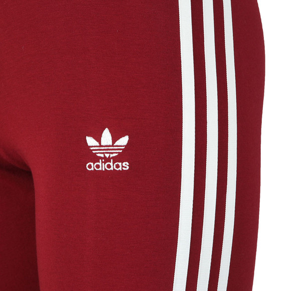 adidas Originals Womens Red 3 Stripe Leggings #2