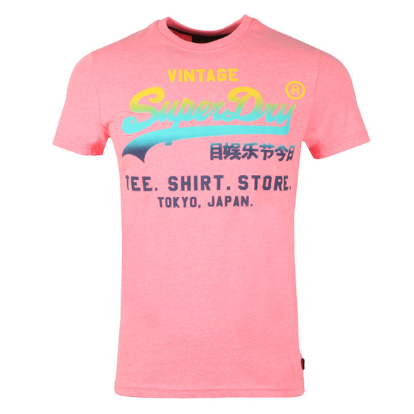 Superdry Mens Pink Vintage Logo Hyper Fade T-Shirt main image