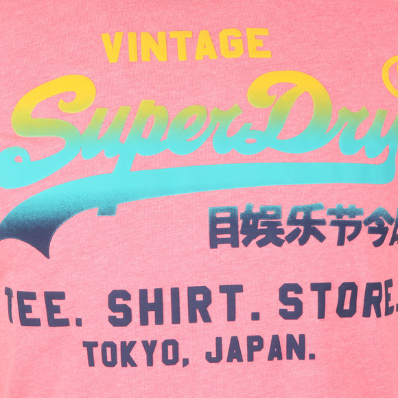 Superdry Mens Pink Vintage Logo Hyper Fade T-Shirt main image