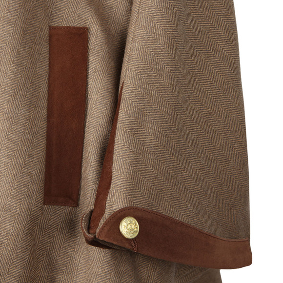 Holland Cooper Womens Beige Zip Collar Tweed & Fur Cape main image