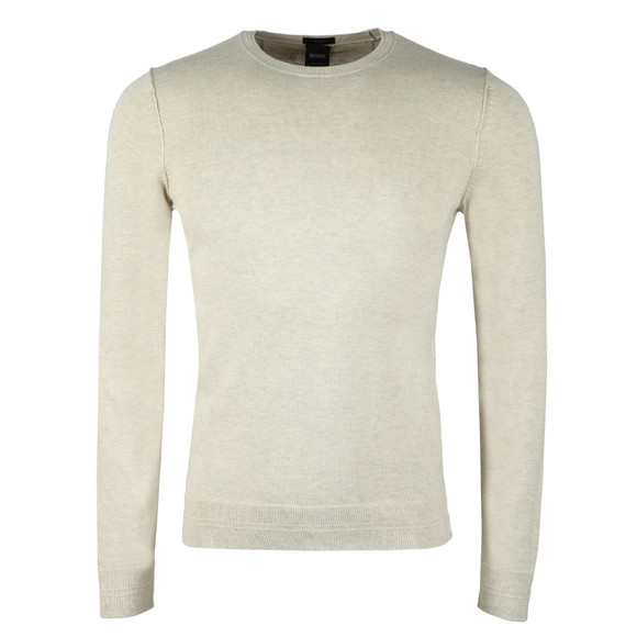 BOSS Mens Beige Casual Kwasiros Crew Neck Jumper #1