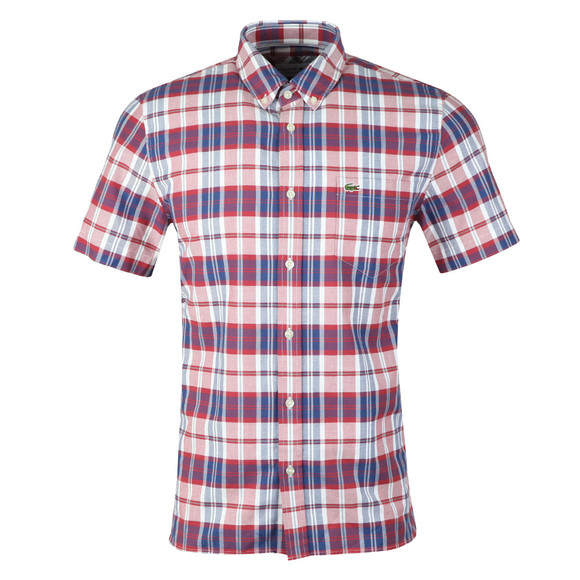 Lacoste Mens Red S/S CH7261 Check Shirt #1