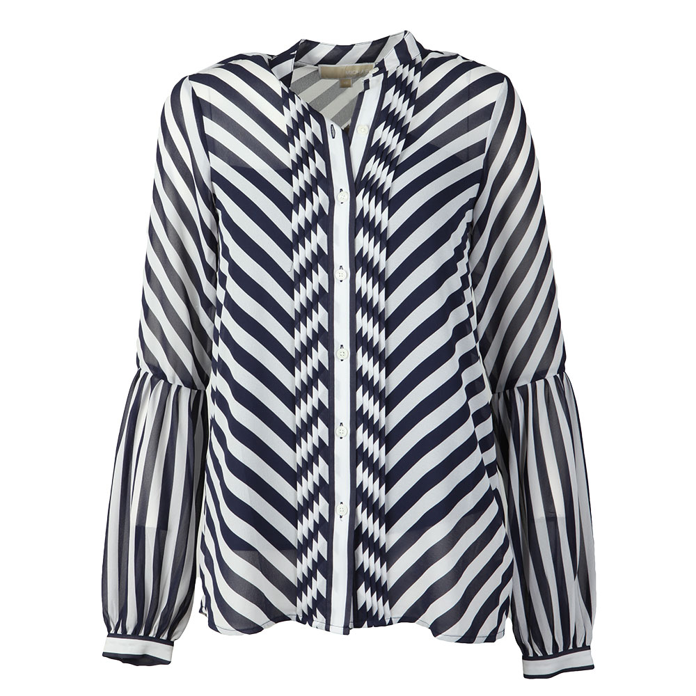 Bias Stripe Pleated Shirt