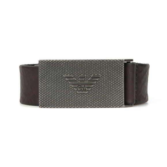 Emporio Armani Mens Brown Logo Plaque Belt main image