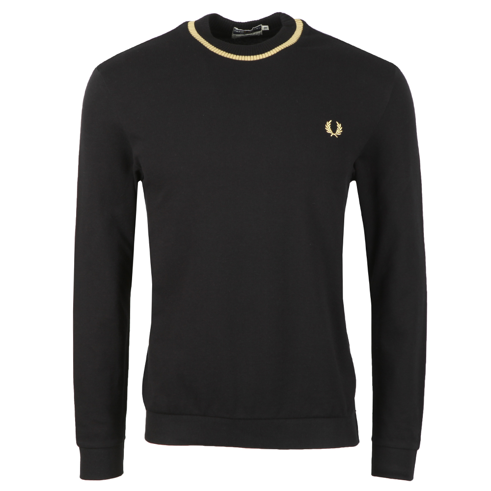 ■FRED PERRY■ Sharp Long Sleeve Crew Neck Pique T-Shirt Nav Fred Perry | Pique Long Sleeve Top | Long Sleeve T-Shirts