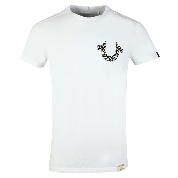 True Religion Mens White Zebra Horseshoe Print T Shirt #1