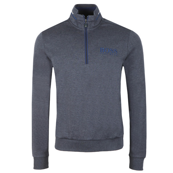 BOSS Mens Blue Athleisure Half Zip Sweatshirt #1