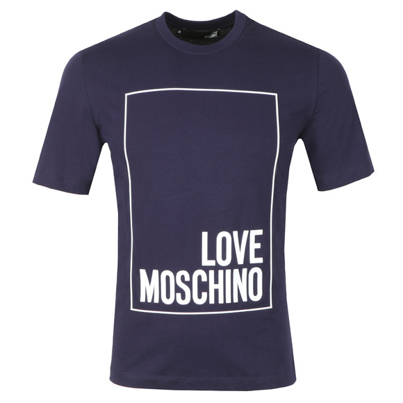 Love Moschino Mens Blue Box Logo T Shirt #1