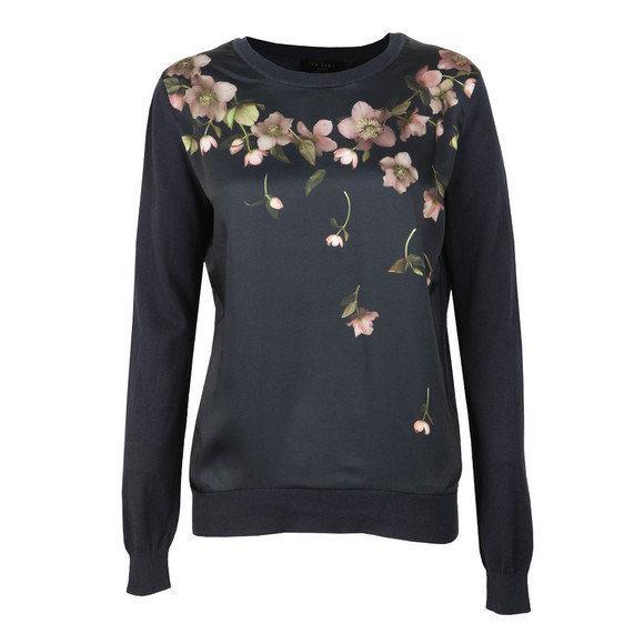 Ted Baker Womens Blue Sowfiee Arboretum Woven Front Knit #1