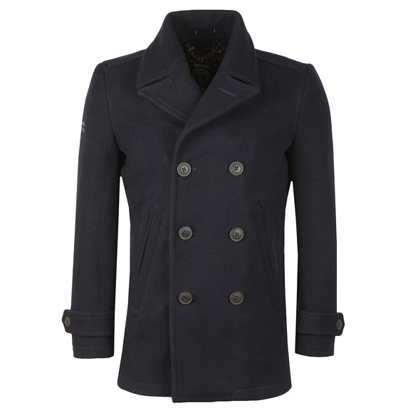 Superdry Mens Blue New Merchant Pea Coat main image