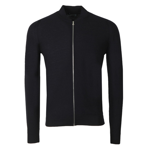 John Smedley Mens Blue 6 Singular Honeycomb Full Zip Jacket #1