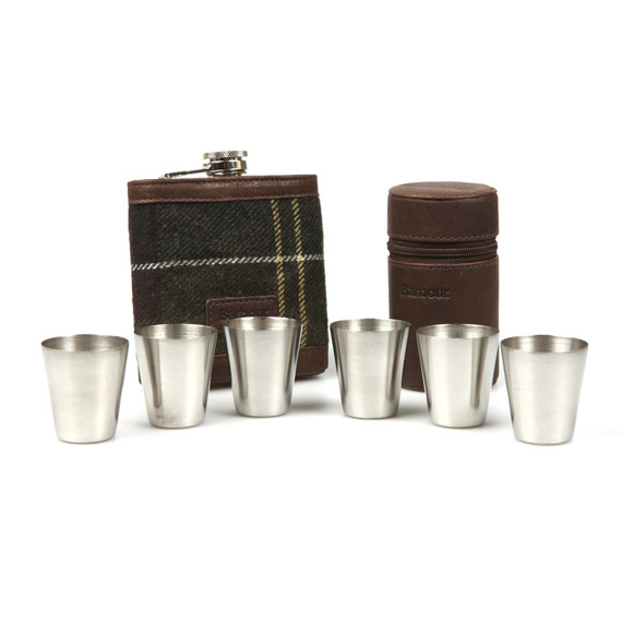 Barbour Lifestyle Mens Red Tartan Hip Flask & Cups main image